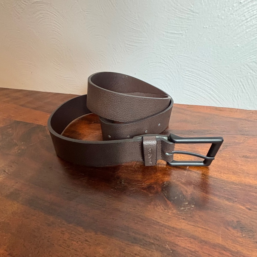 DC Shoes Mens Brown Bonded Leather Belt Size 34 Matte Black Buckle BTA7YSODCA